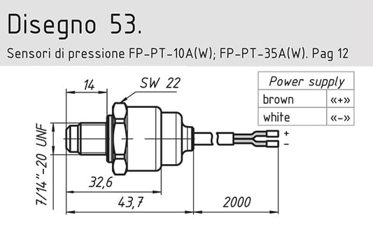 Sensore di pressione FP-PT-35B (W)